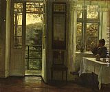 Carl Vilhelm Holsoe Canvas Paintings - At The Window